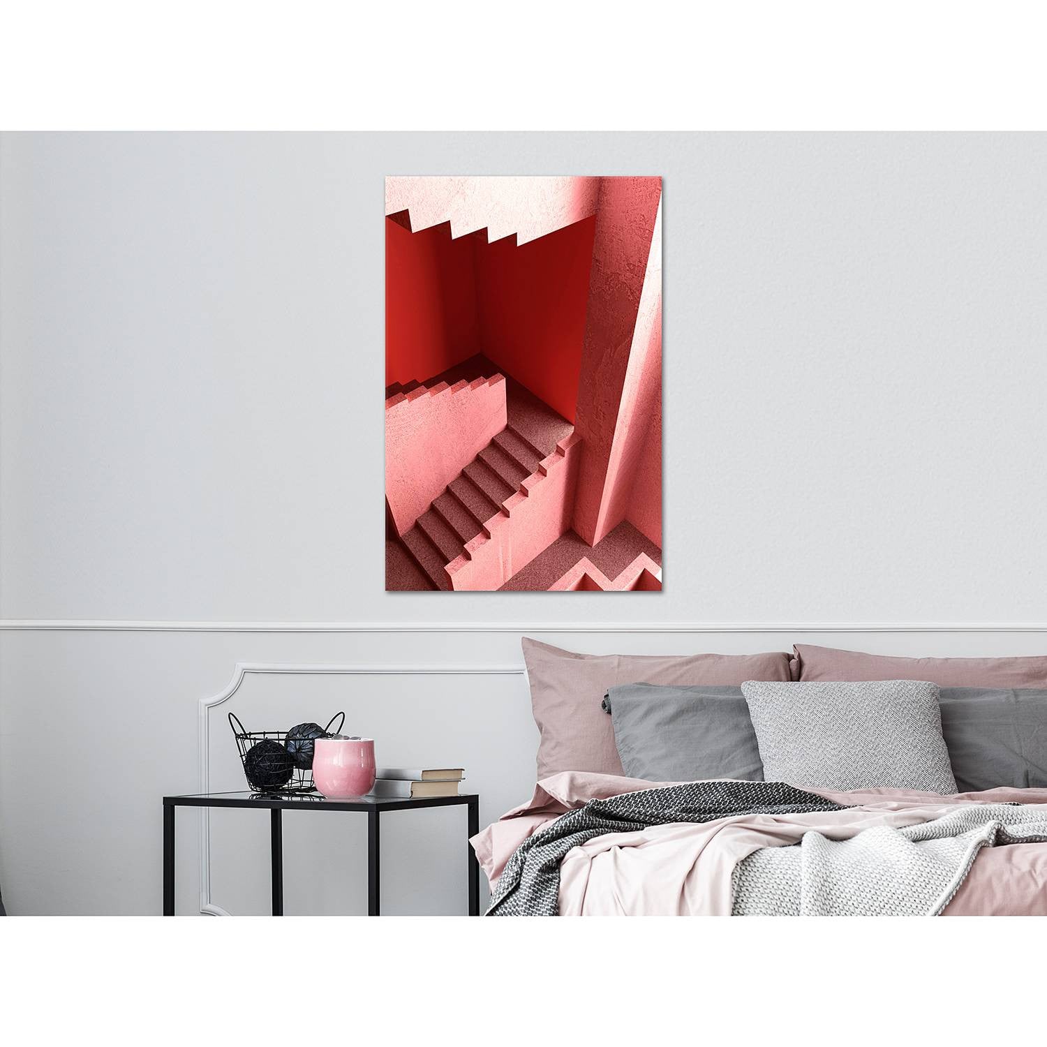 home24 Afbeelding Stairs to Nowhere abstracte foto in roze linnen 40 x 60 cm