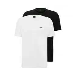 BOSS für Herren. 50478019 Pack 2 Logo-T-Shirts schwarz, weiß (S), Lässig, Kurzarm, Bio-Baumwolle, Nachhaltig