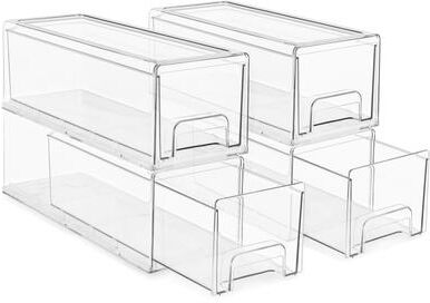 Sorbus Small Clear Stackable Storage Drawers, Plastic Organizer Bins with Handles, Stackable Pull-Out Storage Drawers