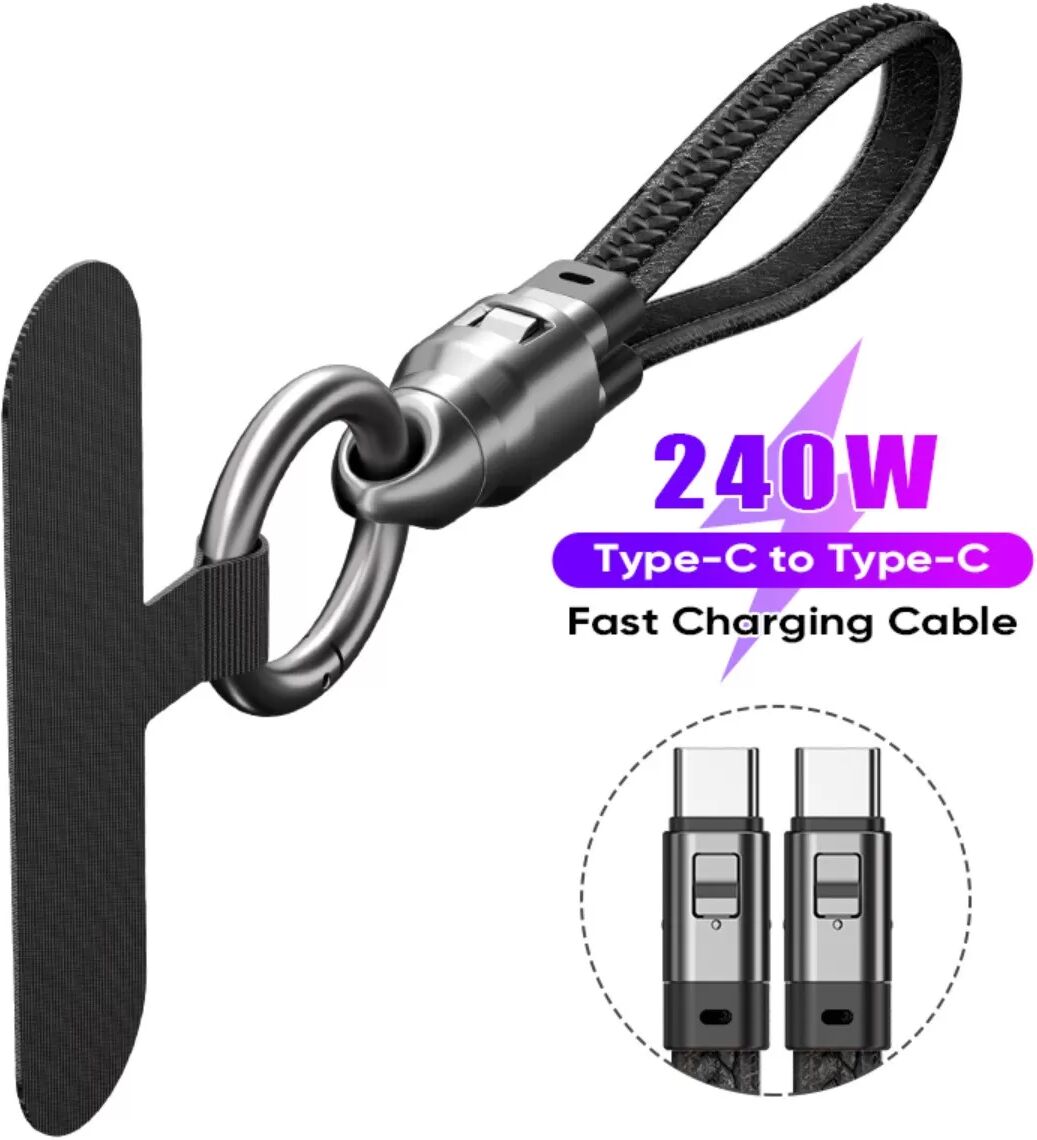 INF Type-C zu Type-C PD240W Leder Lanyard Ladekabel Schwarz
