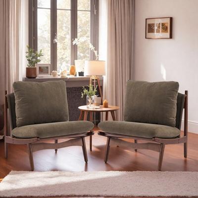 "27"" Polyester Accent Chairs with Wood Frame and Removable Cushions and Mid-Century Inspired Design"