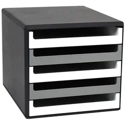 M und M Schubladenbox DIN A4 mit 5 Schubladen grau, 28.5x26x35.7 cm