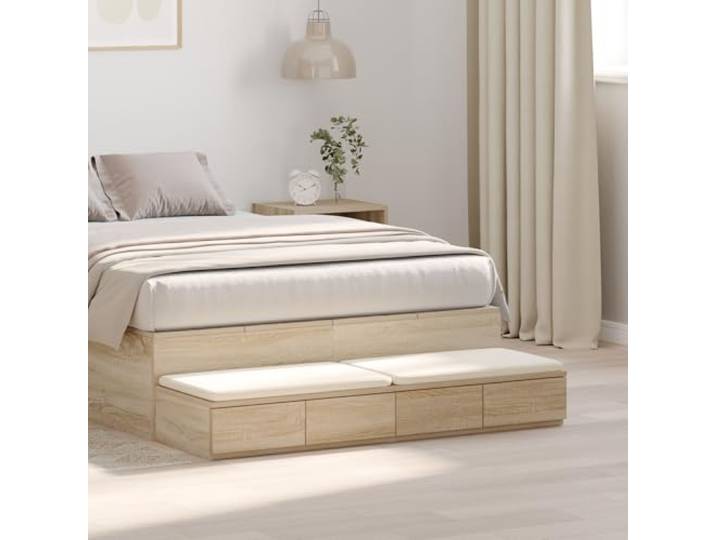 ZQQLVOO Bettschubladen Sonoma Eiche Nachttischkommoden Nachtkommoden für Büros 120x36,5x16,5 cm Holzwerkstoff
