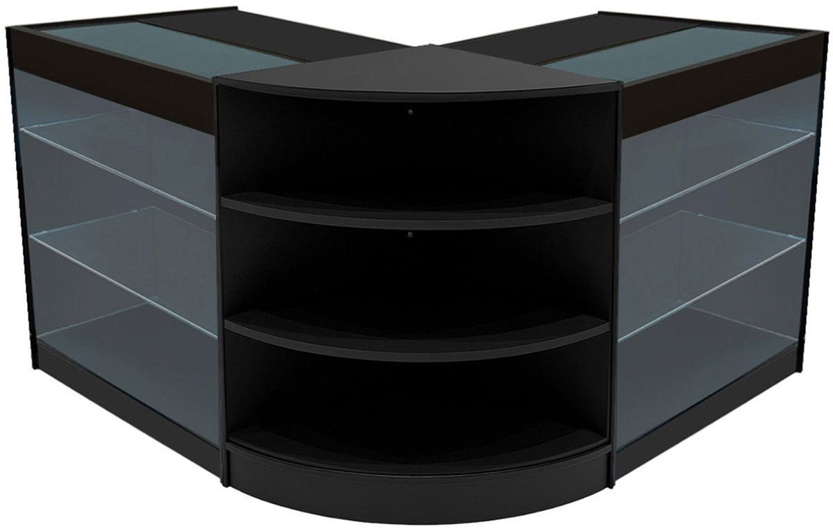 Apollo Winkeltoonbankset met LED-verlichting en slotdeuren - Zwart - Monster Shop