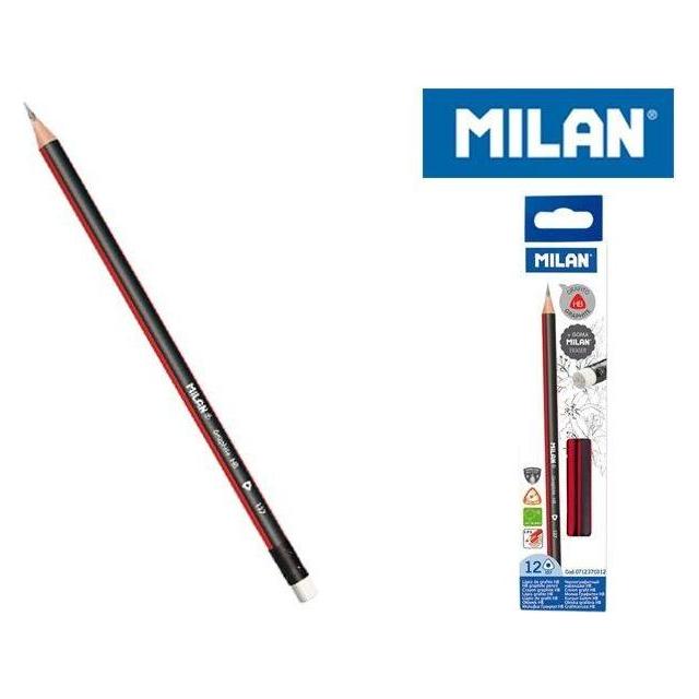 Milan und HB-Dreikantstift mit Radiergummi 0312 (2.20 mm, HB, 12x) (35674652)