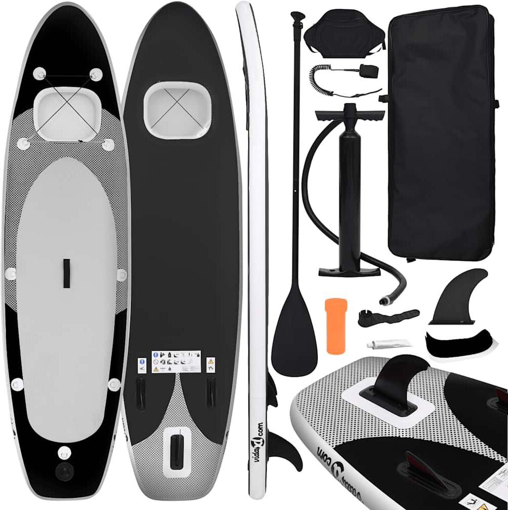 vidaXL Ensemble de planche SUP gonflable noir 360x81x10 cm