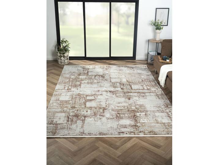 Teppich Esme 2 , orange (cream, terra), B:160cm H:8mm L:230cm, Polyester, MYFLAIR MÖBEL & ACCESSOIRES, Teppiche, Teppich, Kurzflor, Vintage Look, mit Fransen, besonders weich durch Microfaser