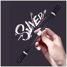 Inspired Finds Weighted Finger Spinning Trick Pen Beginner To Pro Toy black Silver