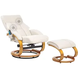 MASSAGESTUHL mit Fußstütze Kunstleder Hellbeige Force
