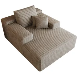 MODFU Chaiselongue-Sofa mit Cordstoffbezug in Camel