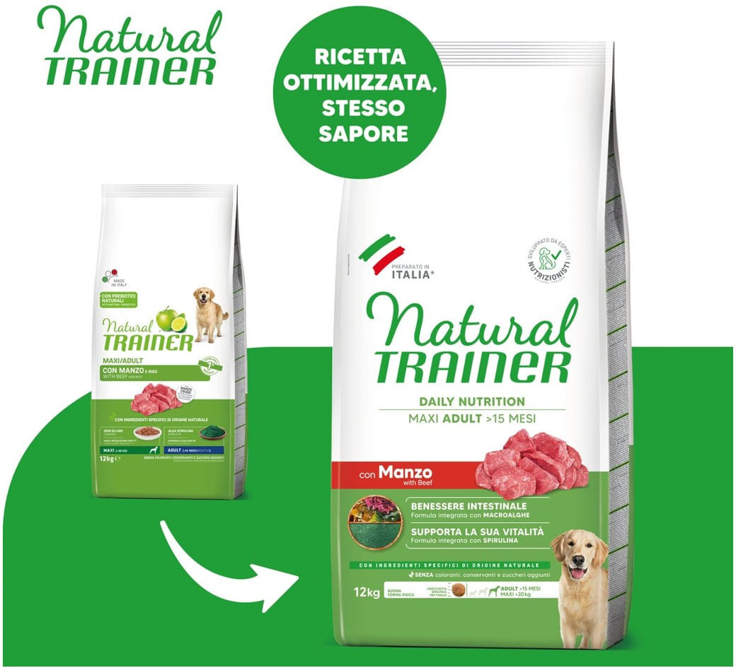 Natural Trainer Adult Maxi Manzo e Riso 12KG