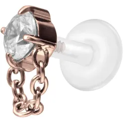 PTFE Labret mit Innengewinde + Titan-Aufsatz KRISTALL + KETTE