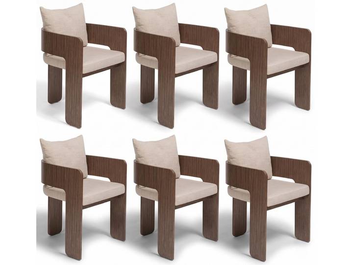JVmoebel Esszimmerstuhl Stuhl Gruppe Beige Stoff Formschön Architektonisch Exklusiv Elegant, Made in Europa