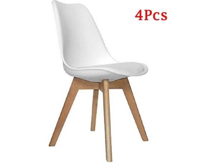 Rocket Lot de 4 Chaise scandinave de salle à manger blanche