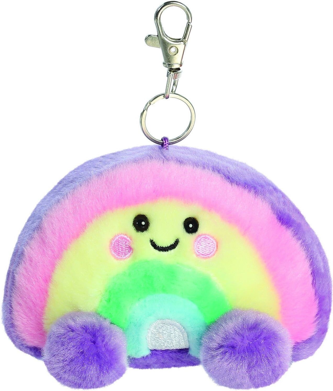 Palm Pals Vivi Rainbow Clip-On Plush Keyring 4.5in, 10cm, pastel shades, Aurora
