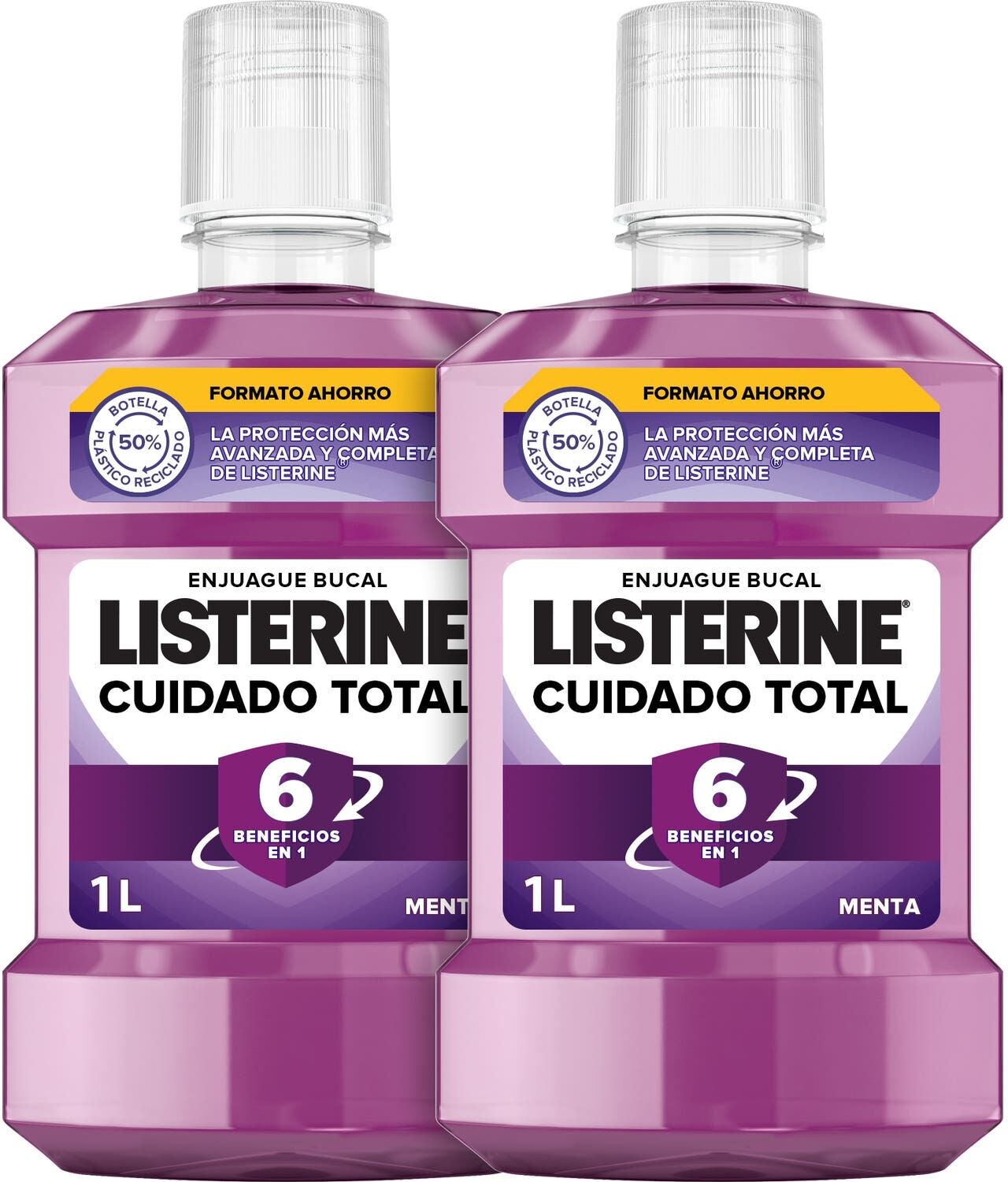 LISTERINE Cuidado Total Enjuague Bucal Menta 6en1 2x1L