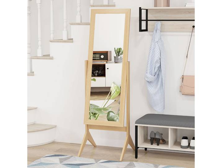 HOMCOM Miroir en Pied Réglable 148cm Chêne Dressing Chambre