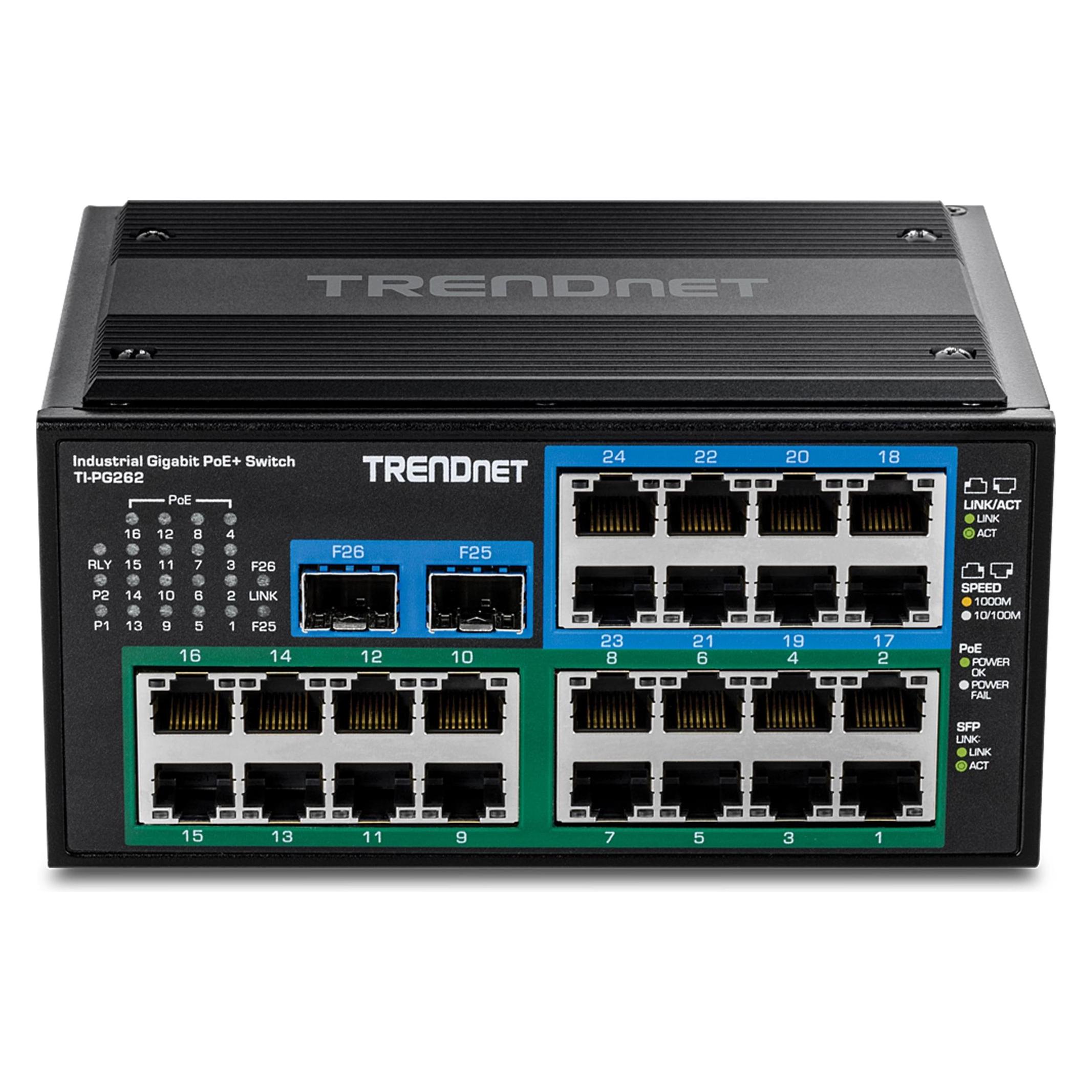Trendnet Industrie Switch 26Port Gbit PoE+ Metall DIN-Rail (26 Ports) (TI-PG262)