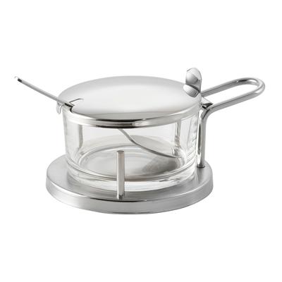 Menage APS "Classic", silber (edelstahlfarben), H:7cm Ø:10,5cm, Menage-Sets, Menage, für Parmesan, Edelstahl/Glas