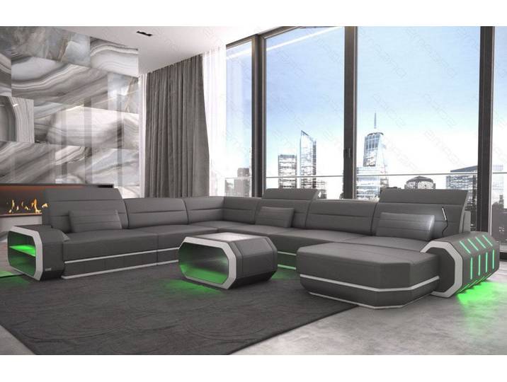 XL Wohnlandschaft Roma U-Form in Leder