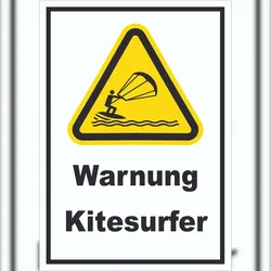 HB-Druck Schild Warnung Kitesurfer A4 (210x297mm)