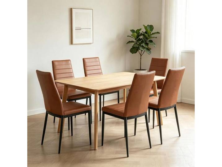 SUPFINE 6pcs Chaises de Salle à Manger en Similicuir Chaises de Cuisine Moderne avec Pieds Métalliques Haut Dossier pour Salon