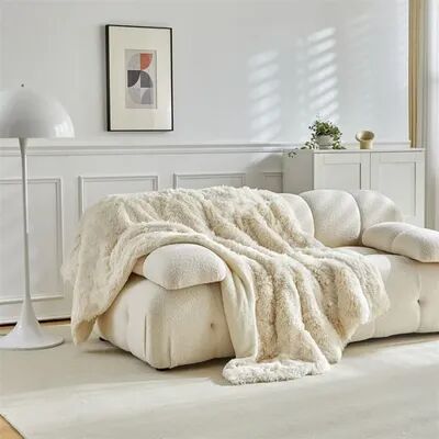 Shop Station Luxury Mink Fleece Blanket With Double Lamb Fleece Plush For Sofa, Bed & All Season Comfort beige 39.37 59.06 In