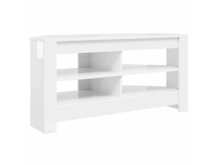 RJPLMFV TV-Möbel, Eckregal, Weiß, glänzend, 102 x 40,5 x 45 cm Aus Holz, mehrere Regale, modernes Design, sichere Montage, einfache Reinigung