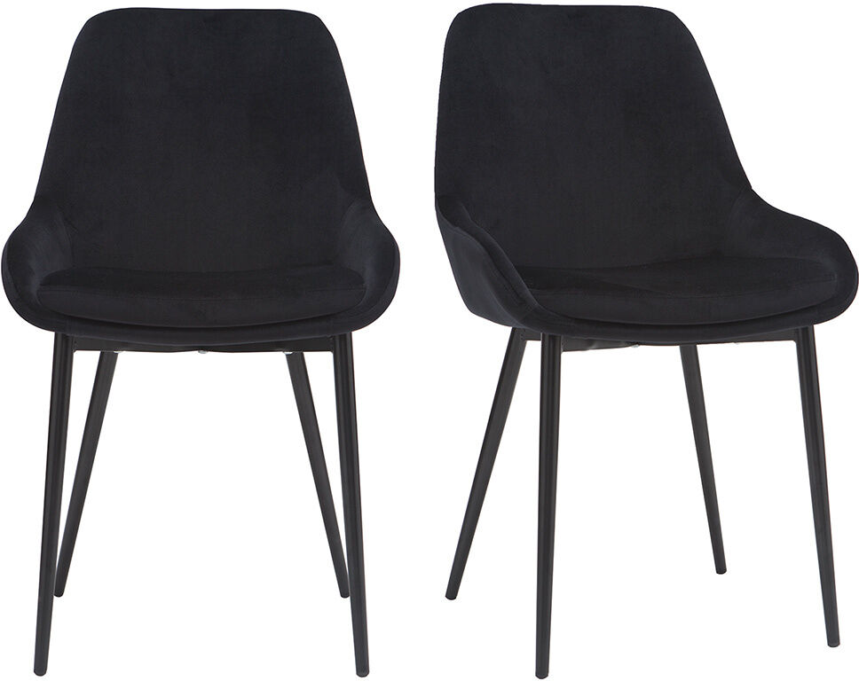 Miliboo Chaises design noires en tissu velours et métal (lot de 2) HOLO