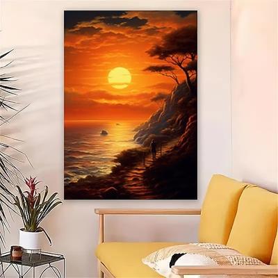 Landschaft Wandkunst Leinwand Sonnenuntergang Drucke und Poster Bilder dekorative Stoffmalerei für Wohnzimmer Bilder ohne Rahmen