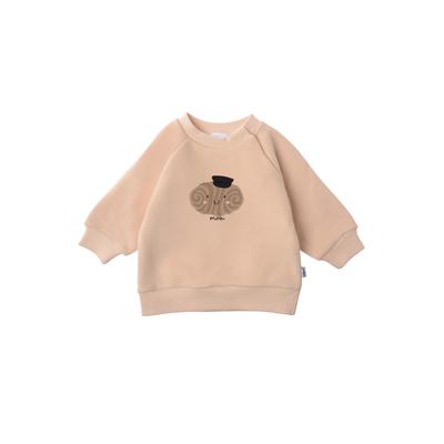 Sweatshirt LILIPUT "Franzbrötchen", Mädchen, Gr. 62/68, beige, 80% Baumwolle, 20% Polyester, bedruckt, normal, Rundhals, Sweatshirts Sweatshirt, mit niedlichem Frontprint