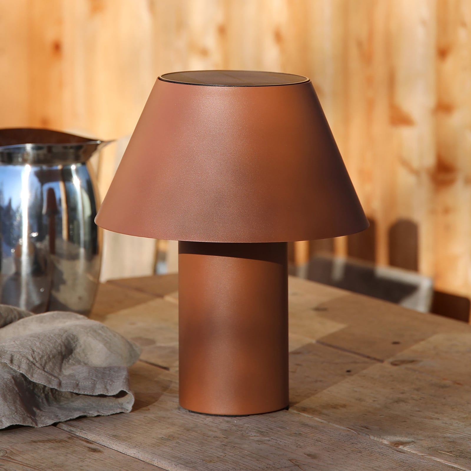 Markslöjd Vivo LED tafellamp, bruin, dimbaar, IP44, Hoogte: 30 cm