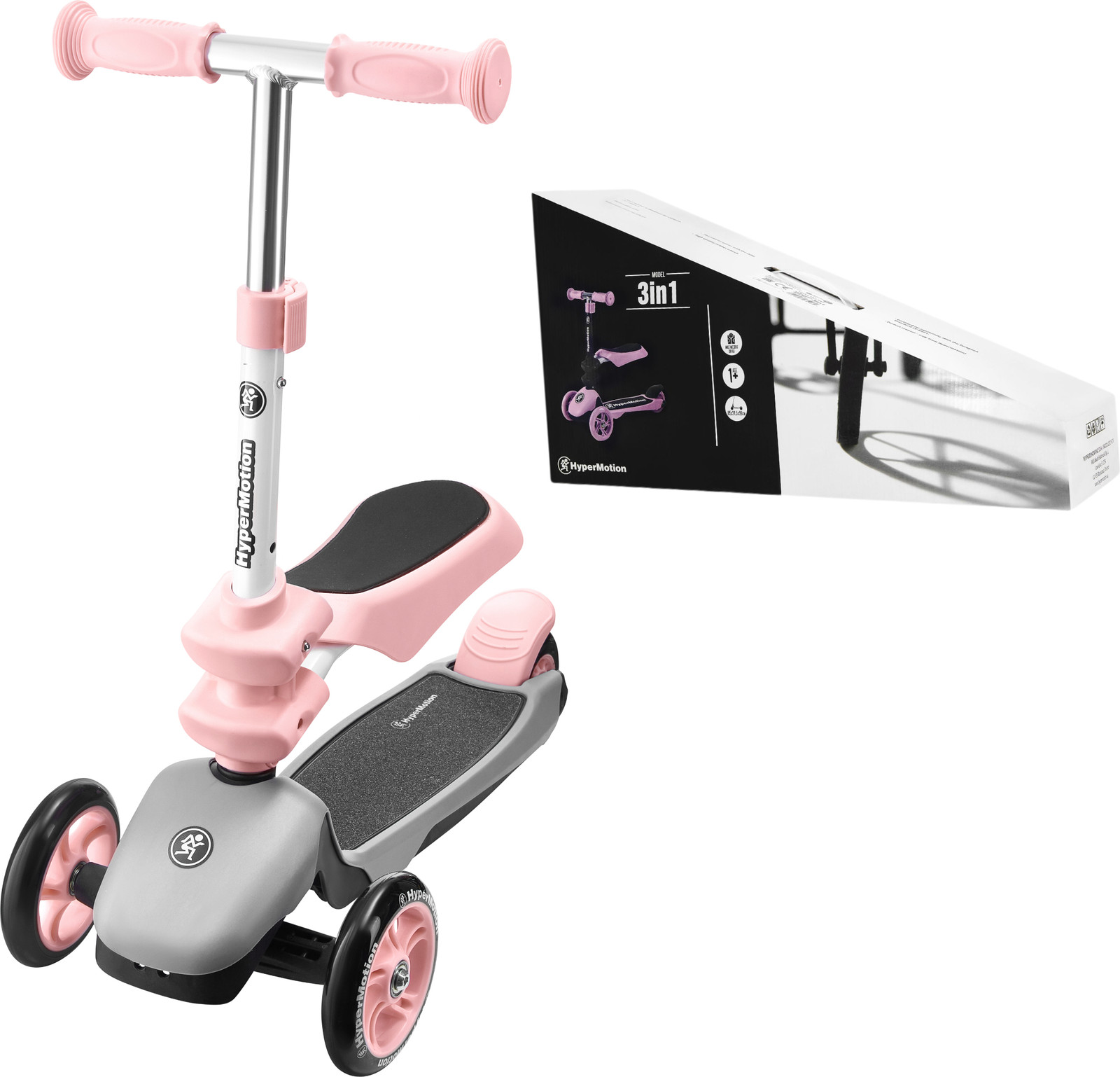 HyperMotion 3-in-1 driewielige balansloopfiets - roze