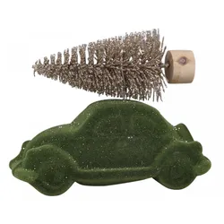 Chic Antique Autofigur mit Velours Weihnachtsbaum, H6,5/L8,5/B4 cm, moosgrün