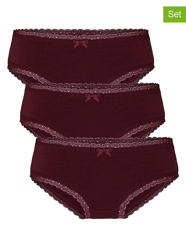 Hunkemöller 3er-Set: Slip "Georgia" in Bordeaux - M