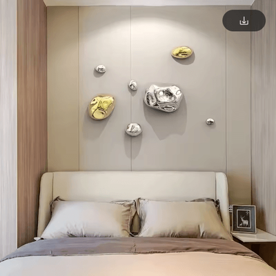 Inspire Picks Luxury 3D Stone Wall Decor Golden Simulation Stone Hanging Accent set.d.(7pcs)