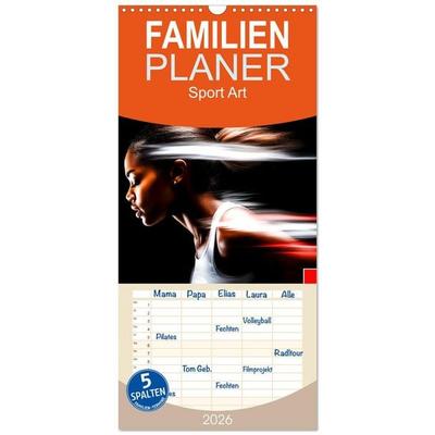 Familienplaner 2026 - Sport Art mit 5 Spalten (Wandkalender, 21 x 45 cm) CALVENDO