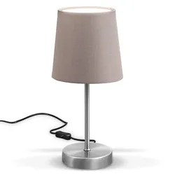 Tischleuchte Stoff, matt-nickel, taupe, 1xE14 exk