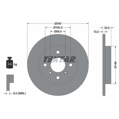 TEXTAR Bremsscheibe 92153300 240mm 10mm für Suzuki