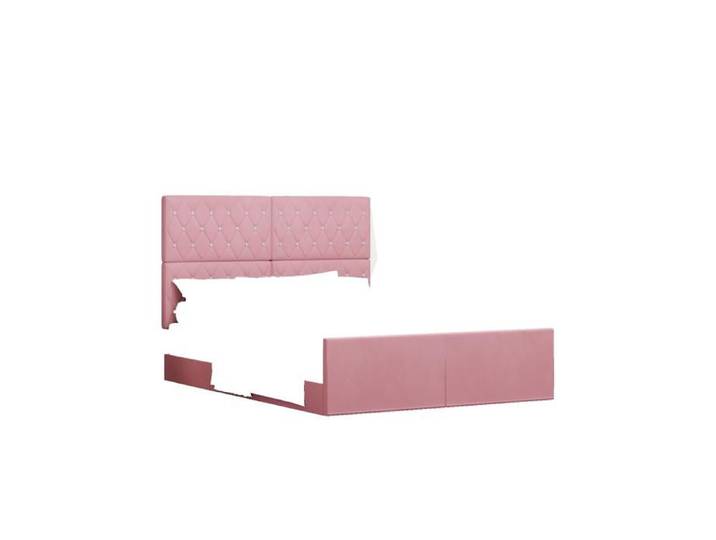 Moderne Lit Lit 2 places - Cadre de lit adulte Rose 160x200 cm Velours FR(33146508)