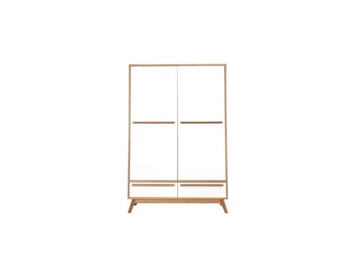 Armoire design avec penderie finition bois clair et blanc mat L120 cm HELIA