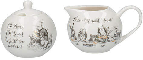 Alice In Wonderland Sugar Bowl & Creamer