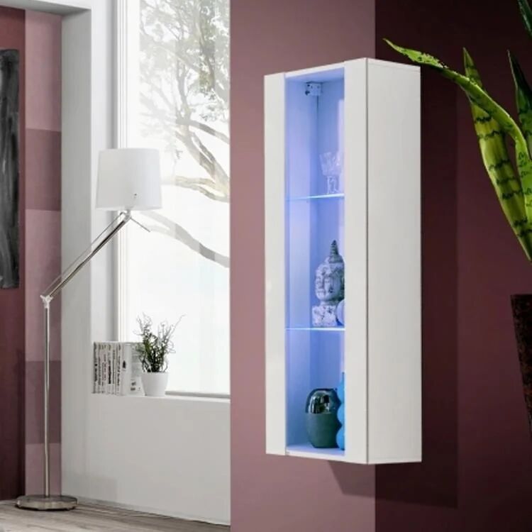 garneroarredamenti Vetrinetta sospesa 40x126h cm bianco opaco e lucido Bold