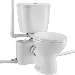 VEVOR Zerkleinerer Toilettensystem mit leistungsstarker 700 W Zerkleinererpumpe, Toilette mit Heckauslass und Aufspülung für den Keller, Wasserentsorgung mit Doppelspülung, Set mit 3 Einlässen