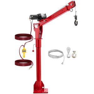 Steinberg-Systems Werkstattkran Ladekran mit 12 Volt Seilwinde, 800 kg Tragkraft mit Standfuß & schwenkbar, Hubhöhe bis 194 cm