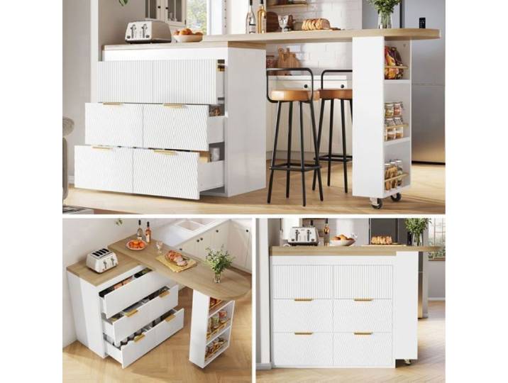 Meuble Bar de Cuisine en MDF haut de gamme plateau décoratif poignées métal conforme aux normes UE et qualité blanc MEUBLE BAR