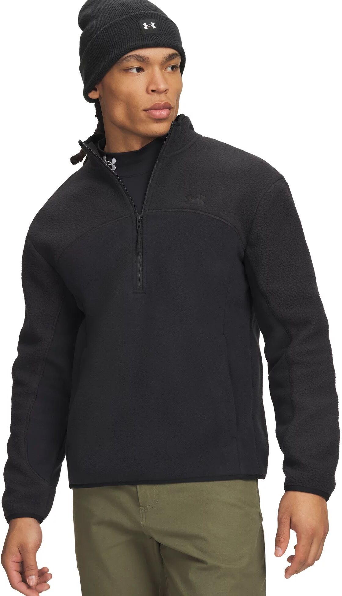 Sweatshirt UNDER ARMOUR "M CGI BASECAMP HZ FLEECE", Herren, Gr. S, schwarz (schwarz, schwarz), Obermaterial: 100% Polyester, Sweatshirts Sweatshirt, aus Polyester, in den Grössen S bis XXXL schwarz, schwarz S