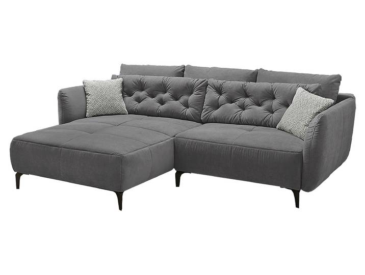Ecksofa grau Veloursbezug 251 x 186 cm - SALO
