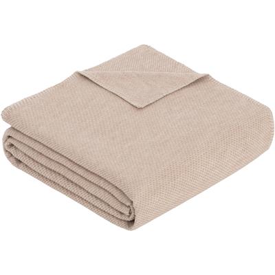 Wohndecke IBENA "Charlotte mit GOTS", beige, B:70cm L:100cm, Baumwolle, Wohndecken, Wohndecke, mit gewebter Struktur