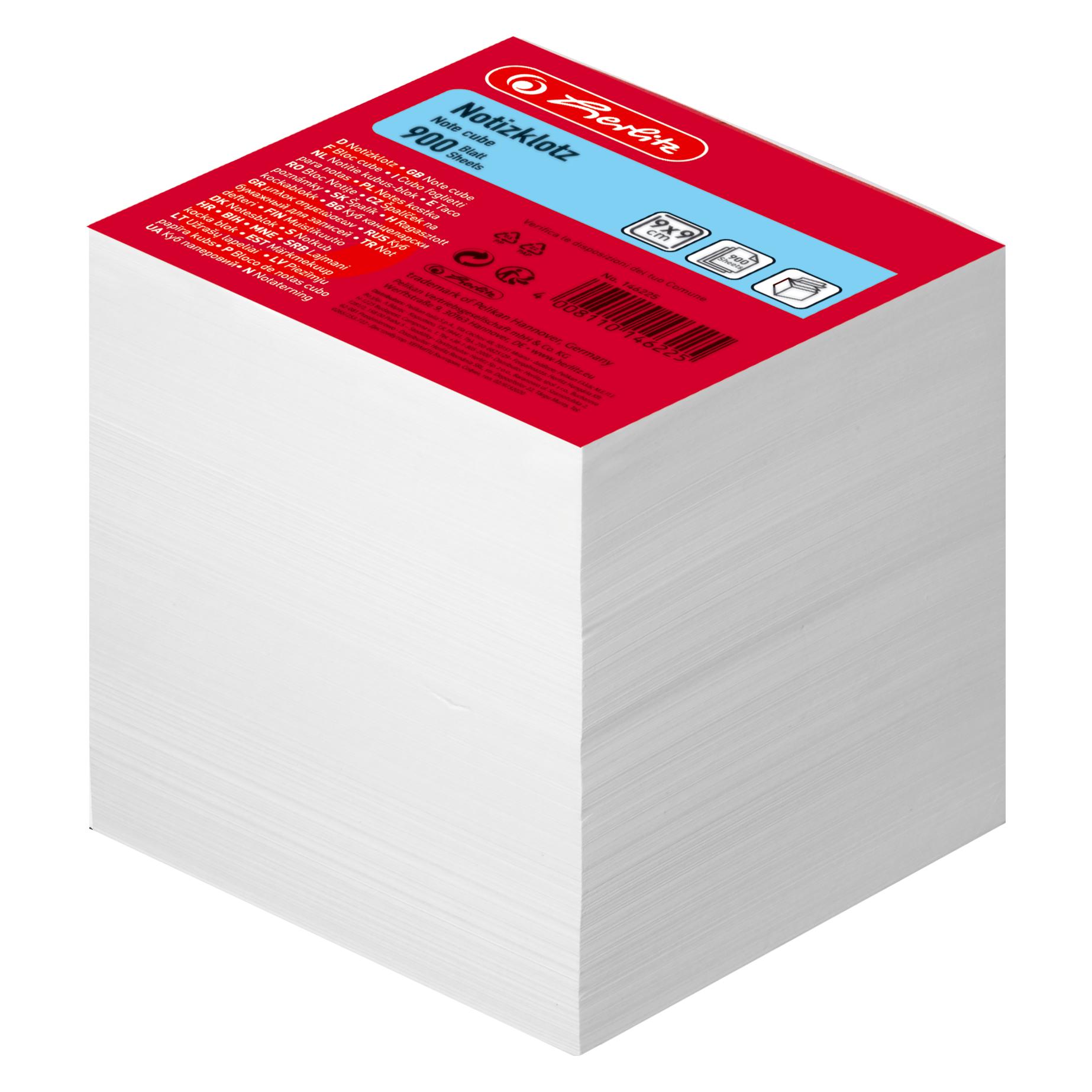 Herlitz Zettelklotz, 90 x 90 mm, weiss, 80 g-qm Inhalt: 900 Blatt (geleimt) (90 x 90 mm) (146225)